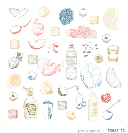Hand drawn vector food set Hand drawn vector food set 53925452