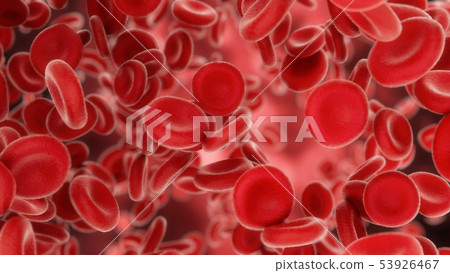 3d render Blood cells flying through arteries or viens 53926467