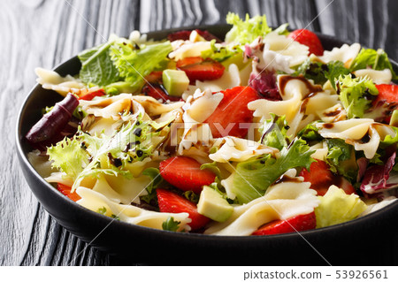 Italian pasta farfalle with avocado, strawberries, Italian pasta farfalle with avocado, strawberries, 53926561