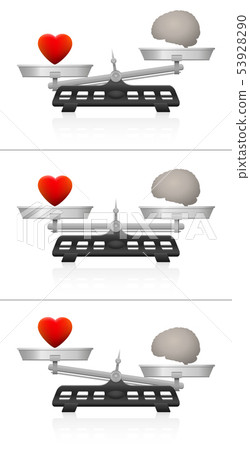 Heart Brain Importance Balance Weighing Scale Heart Brain Importance Balance Weighing Scale 53928290