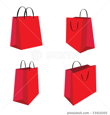 Red shopping bag set isolated on white background. 53928305
