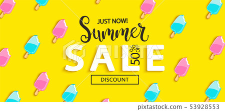 Summer Sale bitten ice cream banner. 53928553