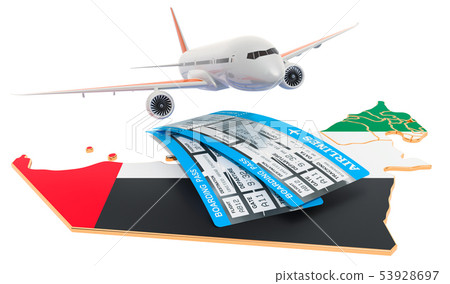 Flights to the UAE concept. 3D rendering Flights to the UAE concept. 3D rendering 53928697