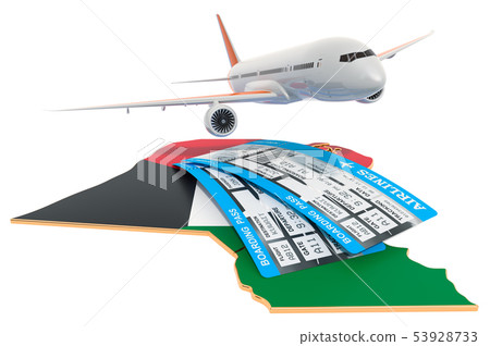 Flights to Kuwait concept. 3D rendering Flights to Kuwait concept. 3D rendering 53928733