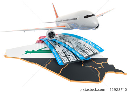 Flights to Iraq concept. 3D rendering Flights to Iraq concept. 3D rendering 53928740