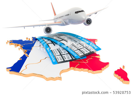 Flights to France concept. 3D rendering Flights to France concept. 3D rendering 53928753