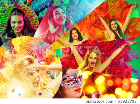 Beautiful young women in carnival mask Beautiful young women in carnival mask 53928792