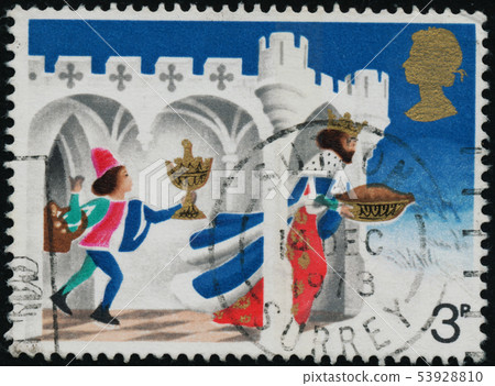 Vintage stamp printed in Great Britain 1973 shows Vintage stamp printed in Great Britain 1973 shows 53928810