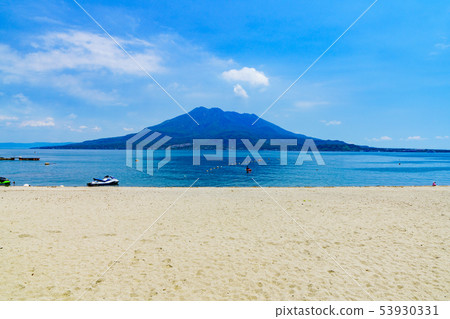 [鹿兒島縣]從柏市海灘看到的鹿兒島灣 53930331