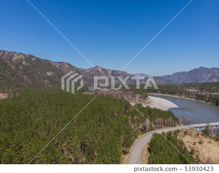 Aerial view of a road in summer landscape Aerial view of a road in summer landscape 53930423