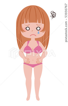 Young woman in swimsuit suffering from obesity 53930767