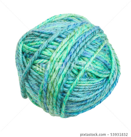 skein of greenish blue melange yarn isolated skein of greenish blue melange yarn isolated 53931832