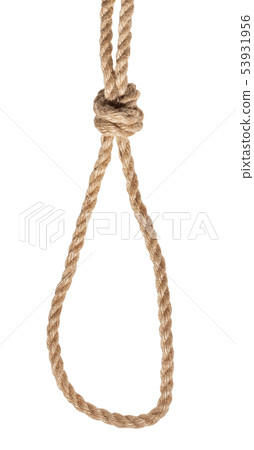 poacher's knot tied on thick jute rope isolated poacher's knot tied on thick jute rope isolated 53931956