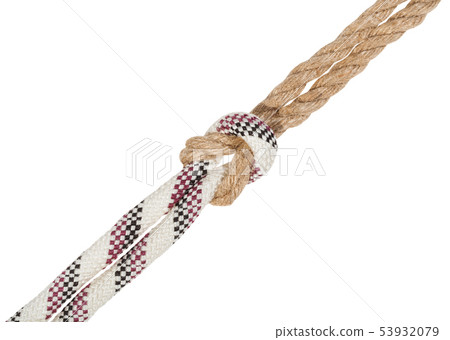 square knot joining two ropes isolated on white 53932079