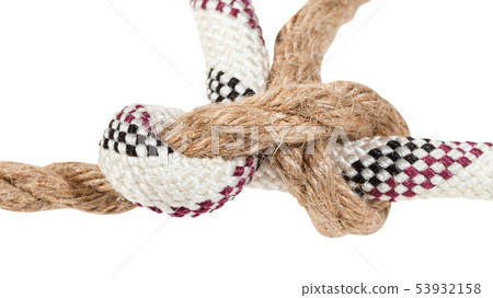 grass knot joining two ropes close up isolated grass knot joining two ropes close up isolated 53932158
