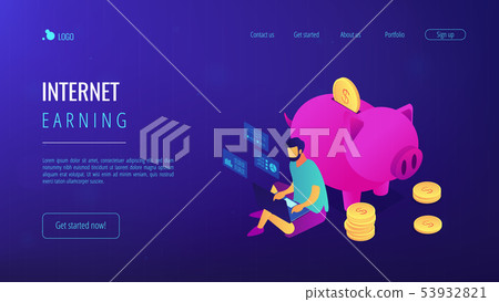 Online jobs isometric 3D landing page. Online jobs isometric 3D landing page. 53932821