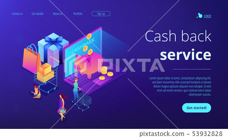 Cash back isometric 3D landing page. Cash back isometric 3D landing page. 53932828