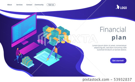 Cash flow statement isometric 3D landing page. Cash flow statement isometric 3D landing page. 53932837