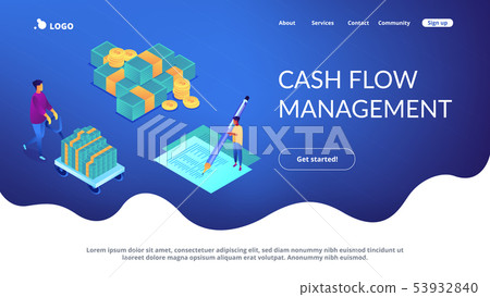 Cash flow statement isometric 3D landing page. Cash flow statement isometric 3D landing page. 53932840