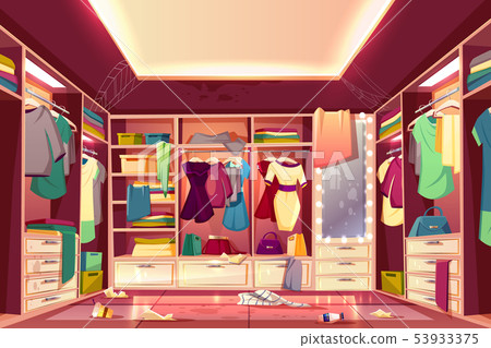 插图素材: messy walk in closet interior cartoon 查看全部