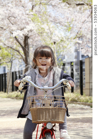 幼兒(4歲)在櫻花下騎自行車 幼兒(4歲)在櫻花下騎自行車 53934063