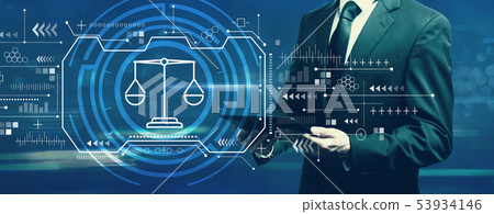 Justice theme with businessman Justice theme with businessman 53934146