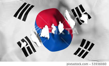 South Korea flag perforated, bullet holes South Korea flag perforated, bullet holes 53936080