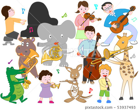 A concert of animals and children. 53937493