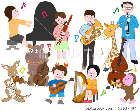 A concert of animals and children. A concert of animals and children. 53937494