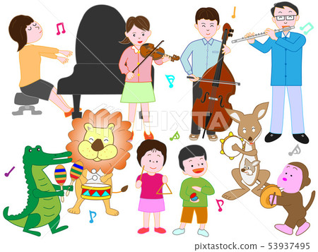 A concert of animals and children. 53937495