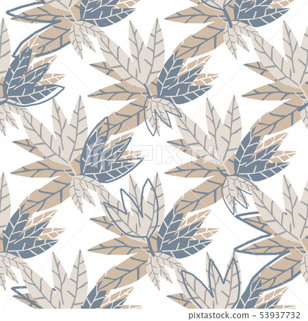 Simple golden leaves seamless pattern on white Simple golden leaves seamless pattern on white 53937732