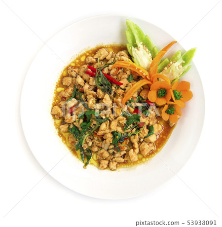 Thai food Stir-fried Chicken spicy and Thai basil Thai food Stir-fried Chicken spicy and Thai basil 53938091