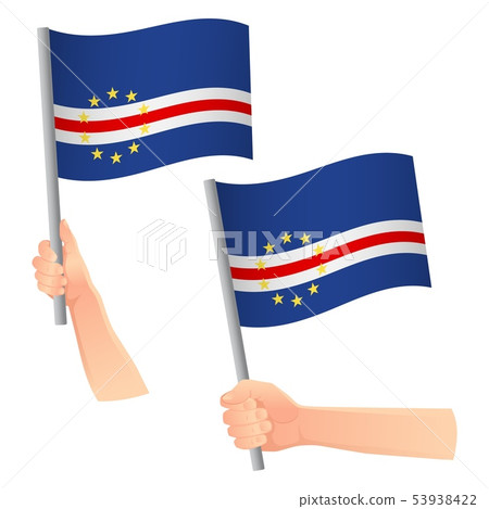 Cape Verde flag in hand icon 53938422
