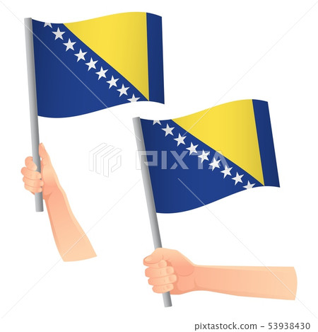 Bosnia and Herzegovina flag in hand icon 53938430