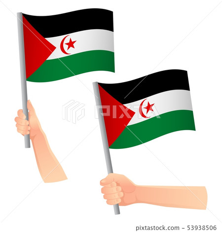 Sahrawi Arab Democratic Republic flag in hand icon Sahrawi Arab Democratic Republic flag in hand icon 53938506