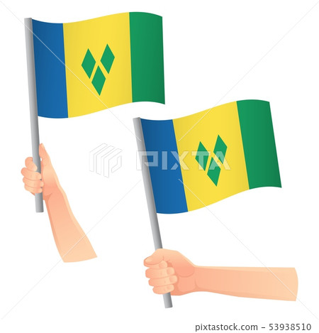 Saint Vincent and the Grenadines flag in hand icon 53938510