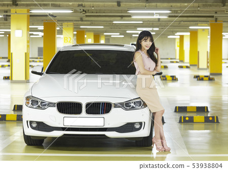 Car, parking lot, underground parking lot, business woman Car, parking lot, underground parking lot, business woman 53938804