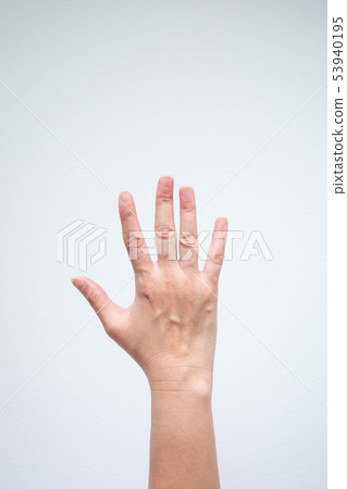 A hand uplift on white background. A hand uplift on white background. 53940195