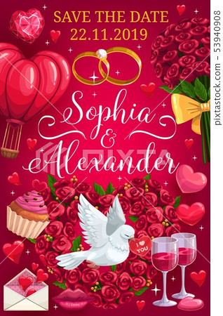 Groom and bride names, wedding day, Save the date Groom and bride names, wedding day, Save the date 53940908