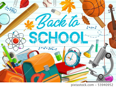 Back to School, education supplies and notebook 53940952