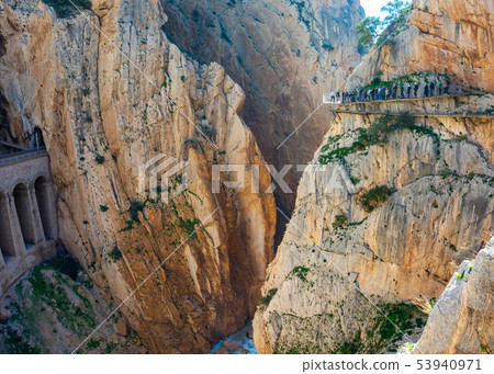 View of El Caminito del Rey tourist attraction Malaga, Spain. 53940971