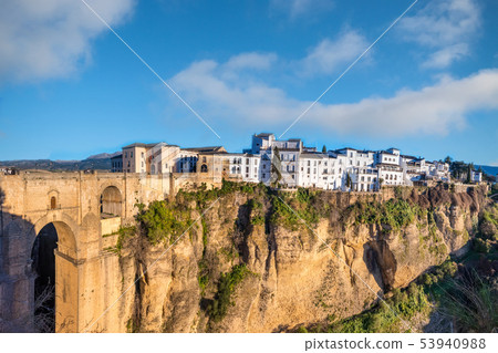 Ronda, Spain old town cityscape on the Tajo Gorge. 53940988