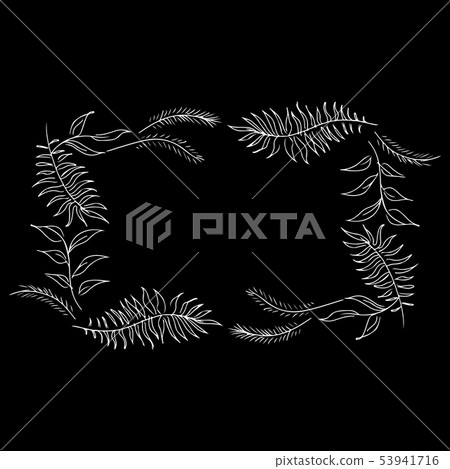 Vector hand drawn sketch with tropical leaves and 53941716