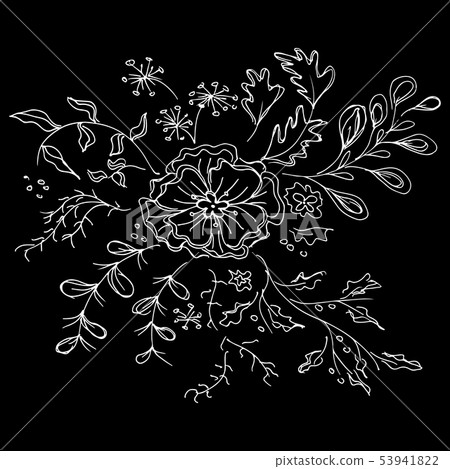Abstract wild flowers isolated on black 53941822