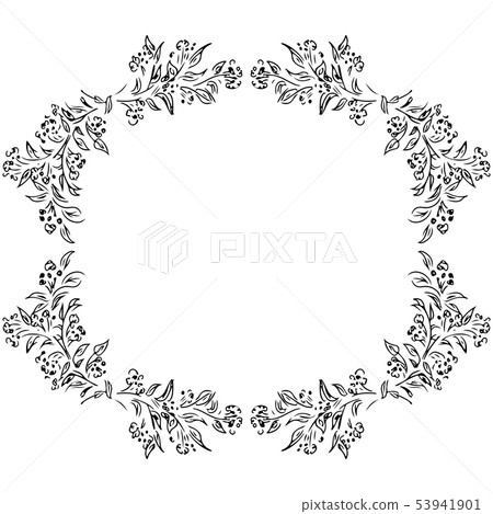 Wreath of roses or peonies flowers and branches Wreath of roses or peonies flowers and branches 53941901