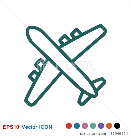 Plane icon on white background, airplane vector 53946354