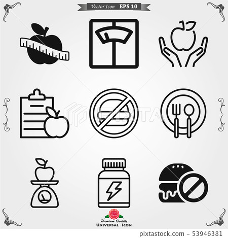 Dietary vector icon, food dietary labels isolated 53946381