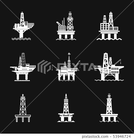 Oil platform iconfuel production logo, 53946724
