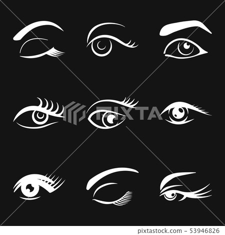 Beautiful eye icon with eyebrow brush for logo Beautiful eye icon with eyebrow brush for logo 53946826