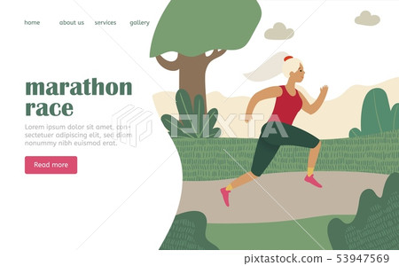 Marathon race landing page. Modern vector concept Marathon race landing page. Modern vector concept 53947569
